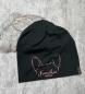 Preview: Beanie Mütze Frenchie Mom Schwarz / Altrosa